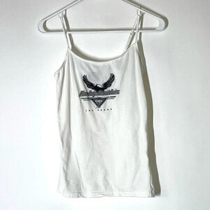 Harley Davidson Cafe Las Vegas White Spaghetti Strap Tank Size Medium